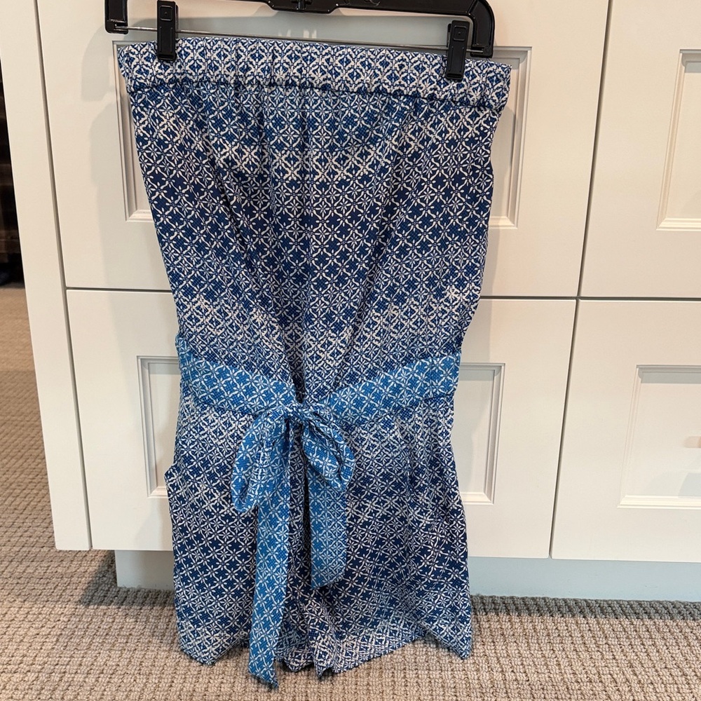 Diane Von Furstenberg Blue and White Strapless romper